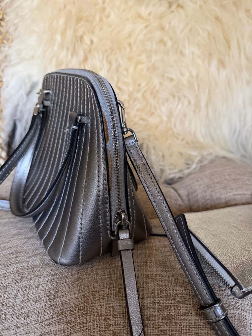 Kate Spade Patterson Drive Quilted Mini Dome Satchel and Wallet Set Silver - Picture 10 of 10
